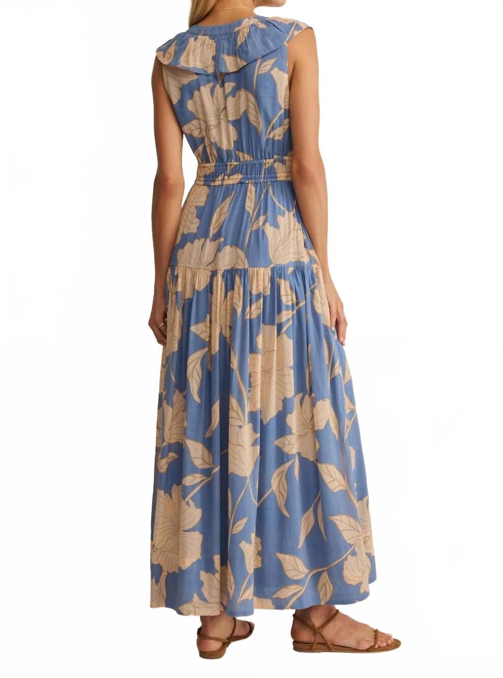 NEW Z SUPPLY malene bloom floral maxi dress in lake blue - Picture 3 of 5